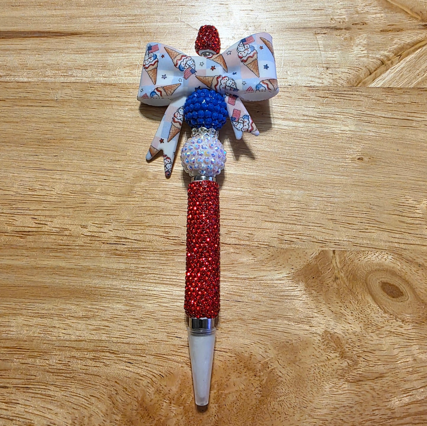 Patriotic Ice Cream Bow Rhinestone WAX Pen