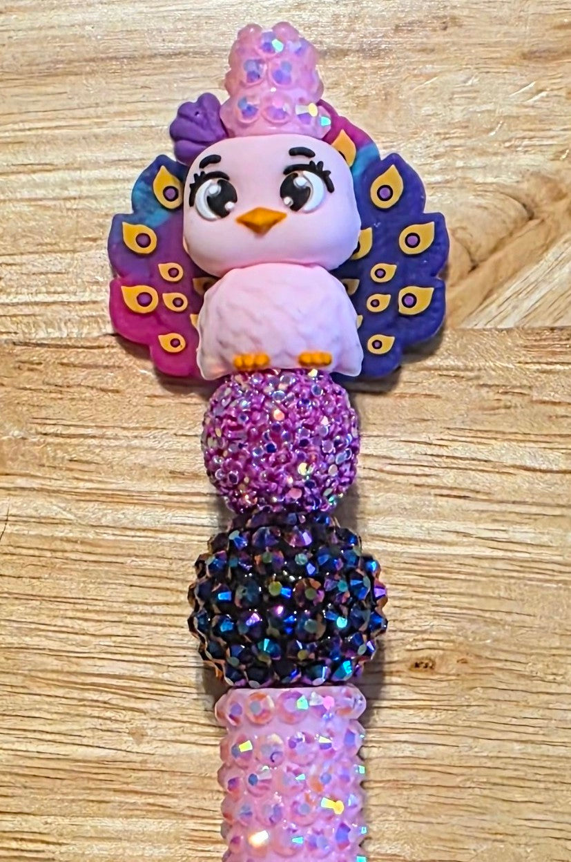Pink Peacock Rhinestone Pen