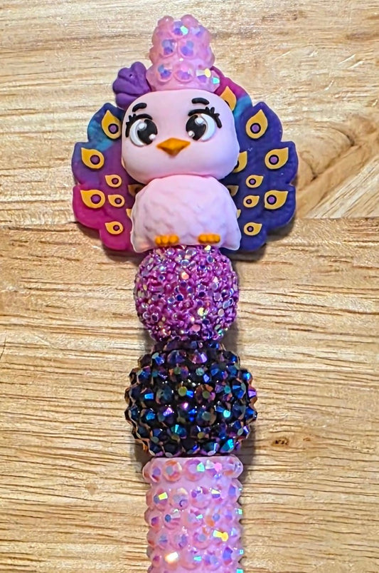 Pink Peacock Rhinestone Pen