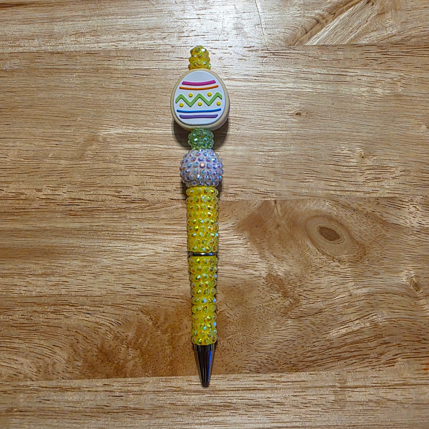 White Easter Egg Rhinestone Pen- Yellow