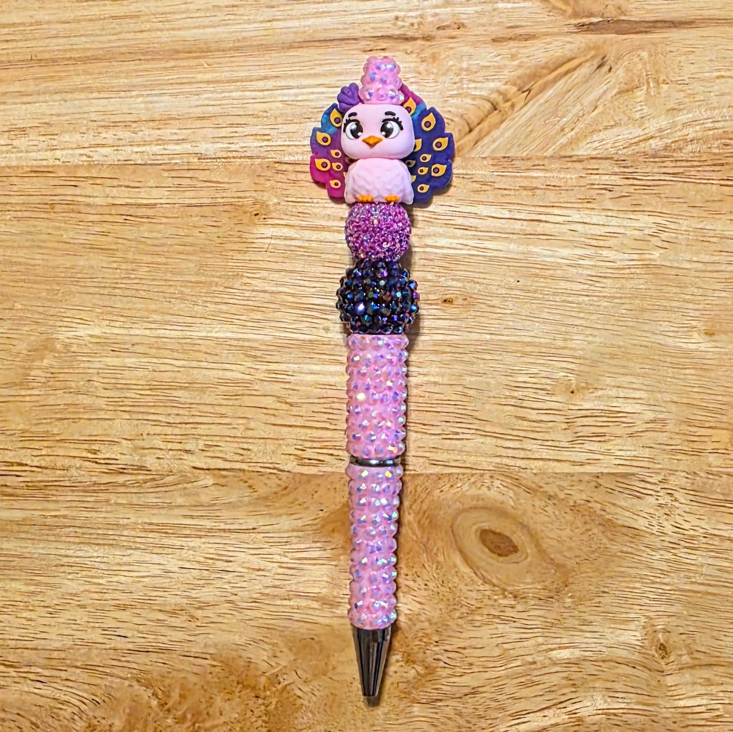 Pink Peacock Rhinestone Pen