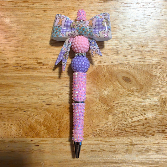 Easter Bow Rhinestone Pen-Pink